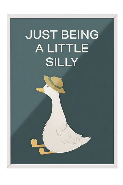Postifull Pictură cu cadru alb, Silly Goose, Pictură de perete pentru bucătărie din seria Comfort, NR: 108948
