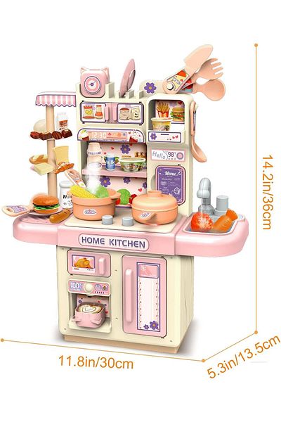 COOYA Kids Kitchen Playset, Kids Play Kitchenwith Light Sound Spray, Learning Gift for Kids Girls Boys