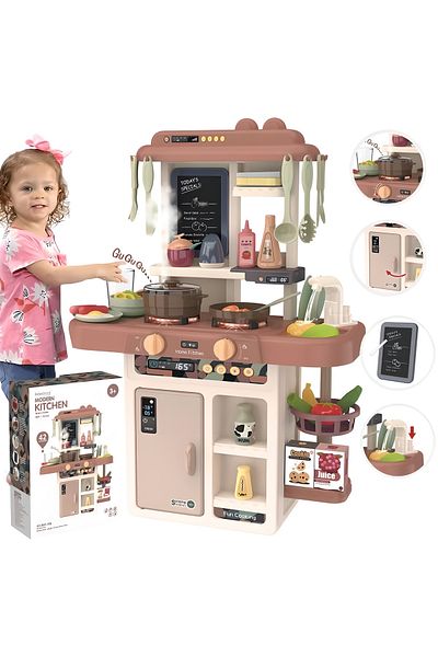 COOYA Toy Kitchen Set, Equipped with Real Sound and Lighting, Pretend Kitchen Playset, Gift for Kids