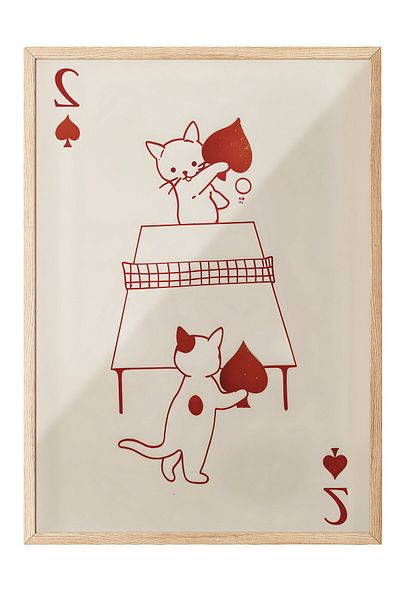 Postifull Ζωγραφική με ξύλινο πλαίσιο, Cats Playing Card, Ξύλινη ζωγραφική κουζίνας Comfort Series, NO:108937