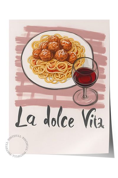 Postifull Unframed Poster, La Dolce Vita, Comfort Series Kitchen Wall Poster, No:109109
