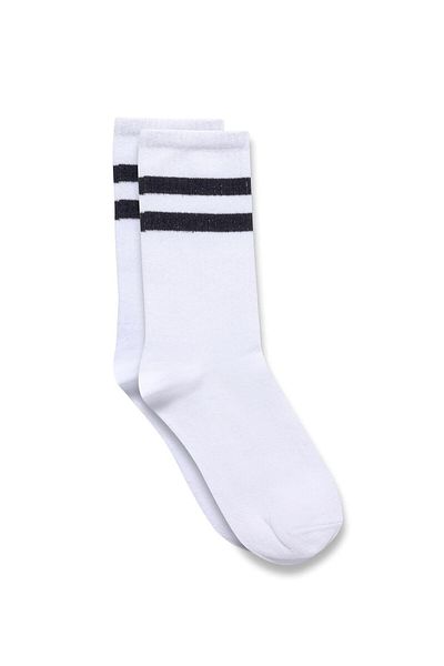 VAMOSCLO Striped Tennis Socks White