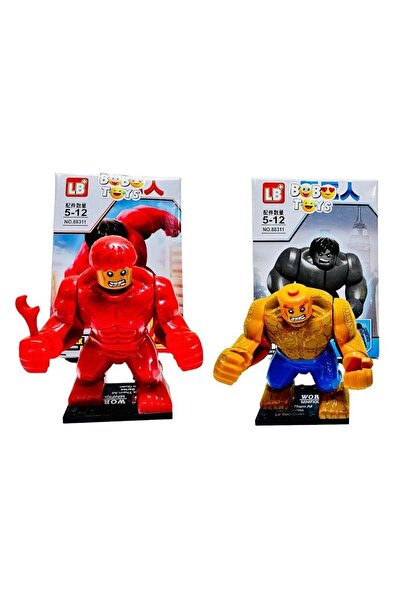 tmtoysandmore Kırmızı ve Kahve Hulk Yapı Oyuncak Avengers Oyuncak 2li