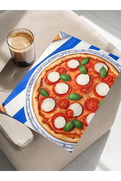 Postifull Frameless Poster, Pizza Plate, Comfort Series Kitchen Wall Poster, No:109103