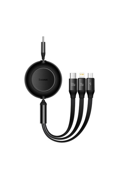Baseus 1.1m Black Baseus Retractable 100W 3 in 1 Fast USB Cable for Huawei/Honor Portable 3 in 1 Micro USB