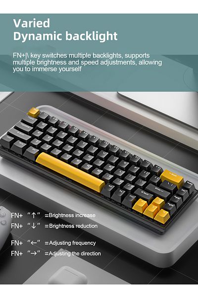 FlashHawk 65% Wired Blue Switch Gaming Keyboard with RGB Backlit,68 Keys Compact Mechanical Keyboard