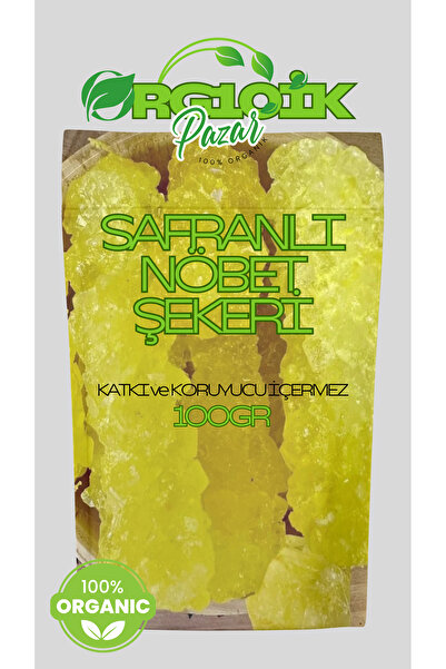 ORG10İK PAZAR Organik Doğal Safranlı Nöbet Şekeri 100gr