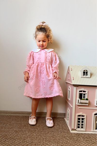 penu baby kids Pink Seasonal Flower Figured Long Sleeve Baby Girl Dress