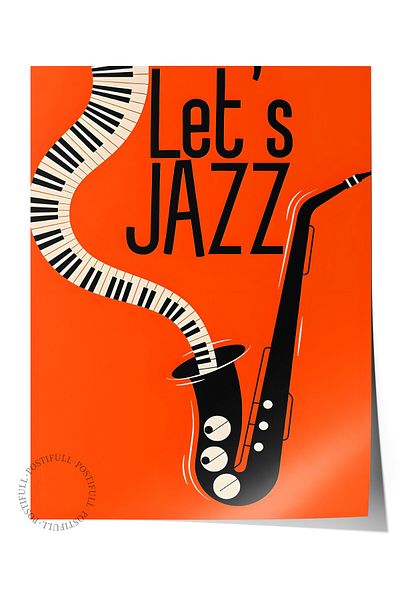 Postifull Frameless Poster, Let's Jazz - 1, Comfort Series Kitchen Wall Poster, No:108969