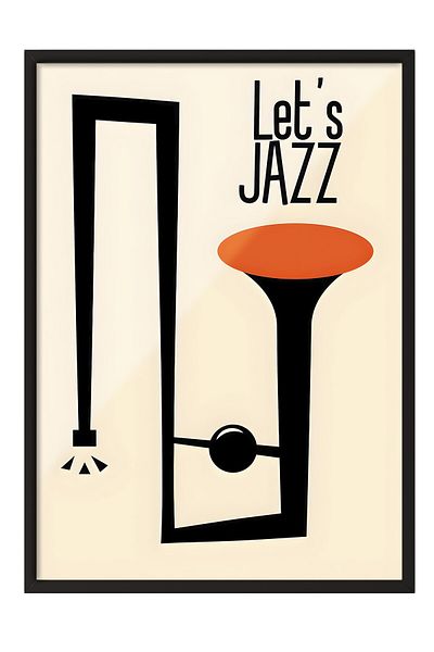 Postifull Pictură cu cadru negru, Let's Jazz - 3, Pictură de perete pentru bucătărie din seria Comfort, NR:108971