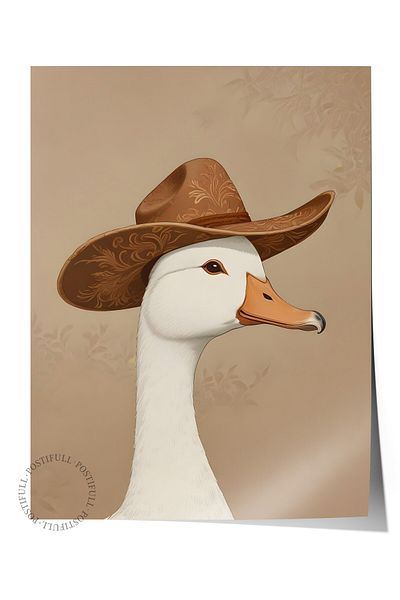 Postifull Unframed Poster, Silly Cowboy Goose, Comfort Series Kitchen Wall Poster, No:108955