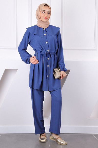 İmajButik Κοστούμι παντελόνι Indigo Tie Waist Tunic