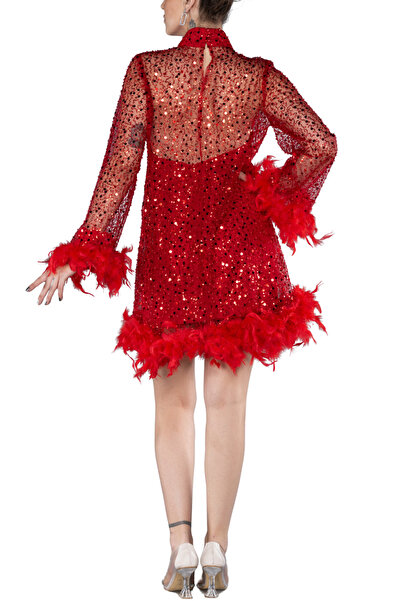 Arden Short Evening Dress, Sequin Sequin Halter Neck Mini Dress with Otrishi, Black, White Graduation Dress, 36-42