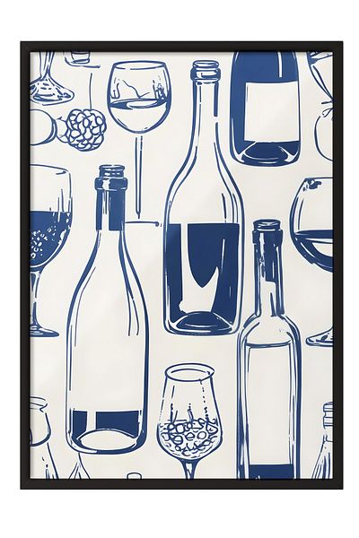 Postifull Black Framed Painting, Bottles on a Table, Comfort Series Kitchen Wall Painting,