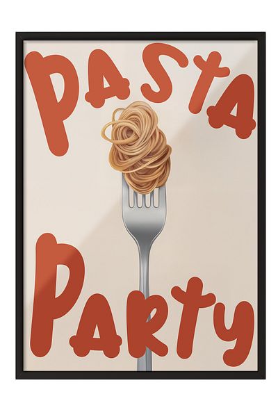 Postifull Pictură cu cadru negru, Tort Party, Pictură de perete pentru bucătărie din seria Comfort, NR: 109056