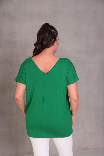 Esina Women's Viscose Blouse Stone Detailed Front and Back V-Neck