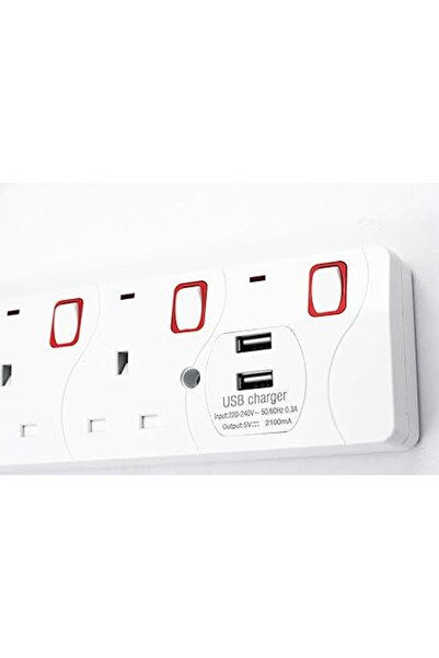 Smartlink PORTaBLE MULTI SOCKETS 4 Way,2 Usb Ports 3 Meter Length