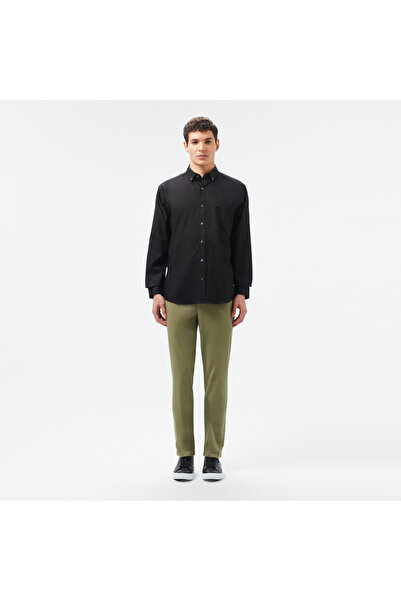 Lacoste Erkek Regular Fit Düğmeli Yaka Siyah Gömlek