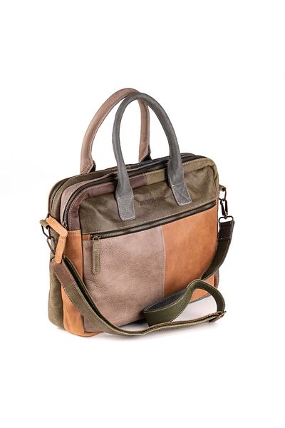 DUTCH-BAG حقيبة كمبيوتر محمول وحقيبة عمل من الجلد الطبيعي مقاس 17 بوصة للجنسين مع حزام - أناقة في السفر ومكان العمل والمدرسة