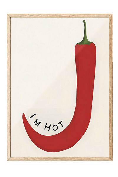 Postifull Ζωγραφική με ξύλινο πλαίσιο, I'm Hot, Σειρά Comfort Ξύλινη ζωγραφική κουζίνας, NO:109058