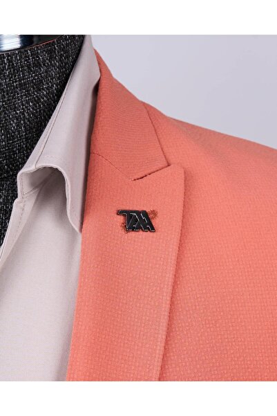 TerziAdemAltun Brick Color Italian Style Slim Fit Jacket and Trousers Set - T12515