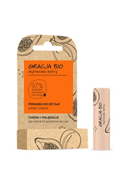 Gracja Bio مرطب شفاه 2 في 1 بخلاصة البابايا يحمي ويعتني بالشفاه