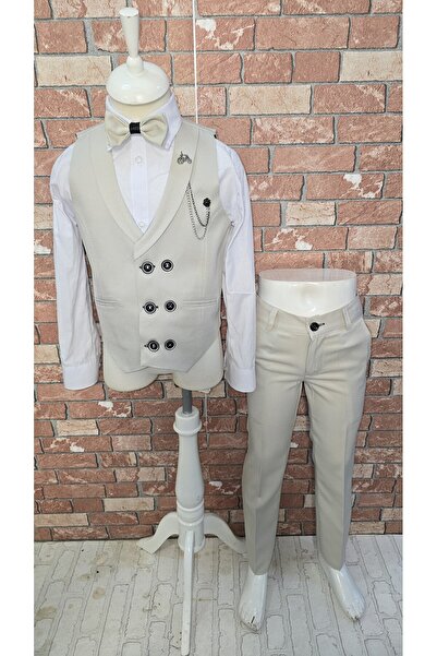 HAYTA Çocuk Yelek Takım Gömlekli Set 0-1yaş - 14yaş Silver Krem