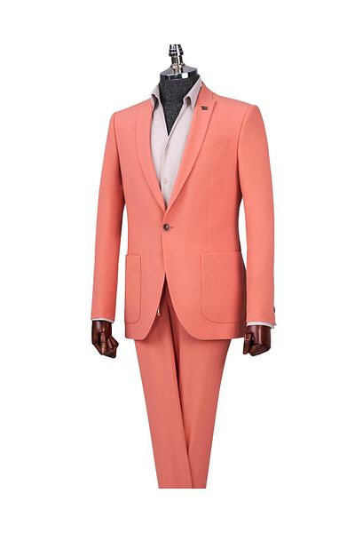 TerziAdemAltun Set jachetă și pantaloni slim în stil italian de culoare cărămidă - T12515