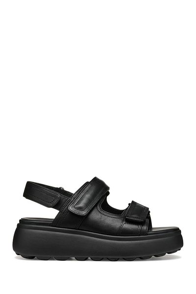 Geox Women's Black D Spherica Ec4.1 S a - Nappa Banded Leather Sandals D55D4B00085C9999