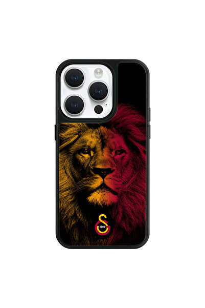 Galatasaray iPhone 15 Pro Uyumlu Galatasaray Sarı Kırmızı Parçalı Aslan Lisan...