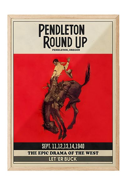 Postifull Ζωγραφική με ξύλινο πλαίσιο, Pendleton Round Up Rodeo, Ξύλινη ζωγραφική κουζίνας Comfort Series, NO:108960