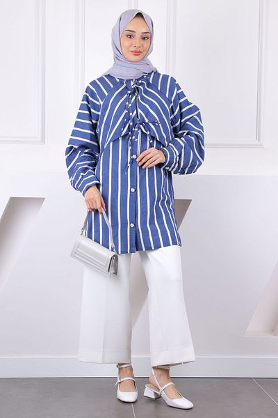 İmajButik Πουκάμισο με λεπτομέρεια σε μπλε ριγέ γιακά