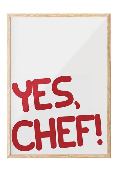 Postifull Ζωγραφική με ξύλινο πλαίσιο, Yes Chef!, Ξύλινη ζωγραφική κουζίνας Comfort Series, NO:109053