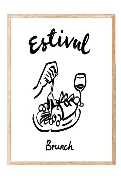 Postifull Ζωγραφική με ξύλινο πλαίσιο, Estival Brunch, Ξύλινη ζωγραφική κουζίνας Comfort Series, NO:109113