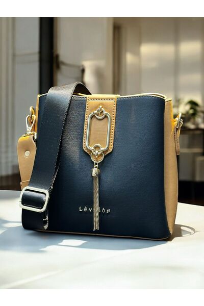 Levidor Levidor LEVDR.930126.SYHCML - Τσάντα χειρός και ώμου από συνθετικό δέρμα με ειδικό συνδυασμό χρωμάτων