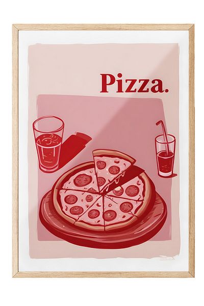 Postifull Ζωγραφική με ξύλινο πλαίσιο, Pizza., Ξύλινη ζωγραφική σειράς Comfort Kitchen, NO:109094