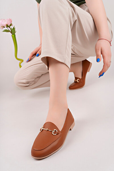 STOKS SHOES STORE Genuine Leather Buckle Women's Casual & Classic Ballerinas Daily and Stylish Model