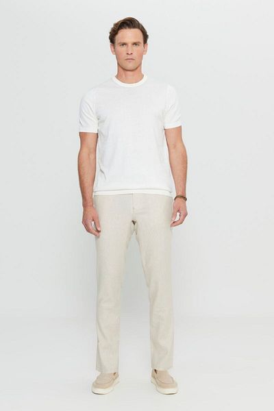 ALTINYILDIZ CLASSICS Ανδρικό μπλουζάκι Six Star Classics Crew Neck Jacquard White ACE072252031_BYZ