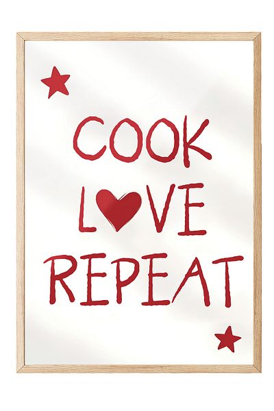 Postifull Ζωγραφική με ξύλινο πλαίσιο, Cook, Love, Repeat, Comfort Series Kitchen Wood Painting, NO:109051
