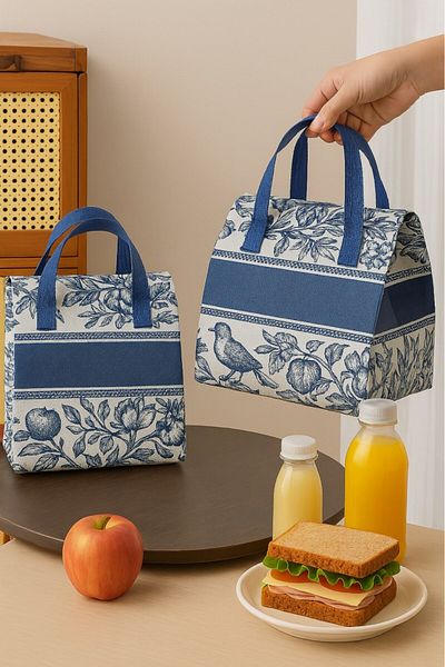 Arma House Royal Blue Thermal Insulated Patterned Thermal Bag (1 Piece)