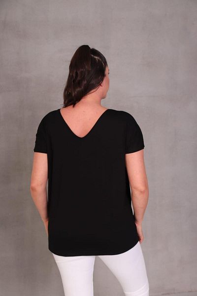 Esina Women's Viscose Blouse Stone Detailed Front and Back V-Neck
