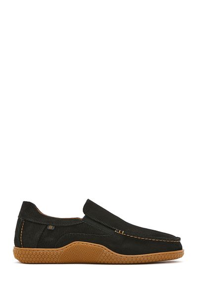 Derimod Men's Black Nubuck Leather Casual Loafer 25Sfd8000V3