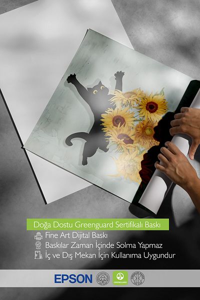 Postifull Ζωγραφική με λευκό πλαίσιο, Cat Print Van Gogh, Ζωγραφική τοίχου κουζίνας σειράς Comfort, NO:108965