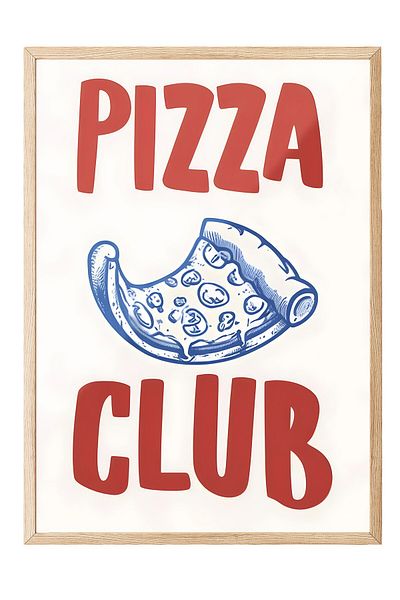 Postifull Ζωγραφική με ξύλινο πλαίσιο, Pizza Club, Ξύλινη ζωγραφική κουζίνας Comfort Series, NO:109071