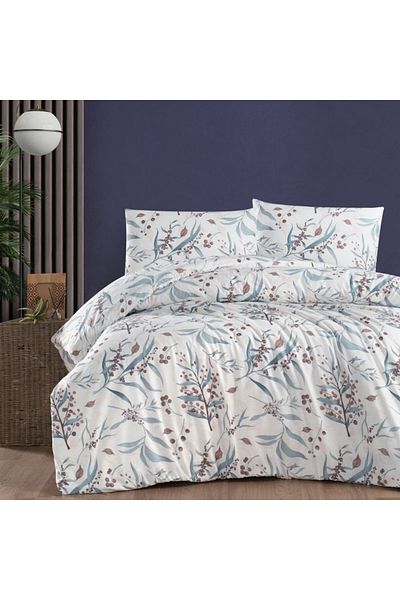 First Choice 100% cotton linen ranforce, 4 pieces, fitted sheet with elastic, Tegan Brown (mink)