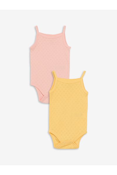 LC Waikiki Τετράγωνο γιακά Basic Baby Girl Snap Body 2-Pece