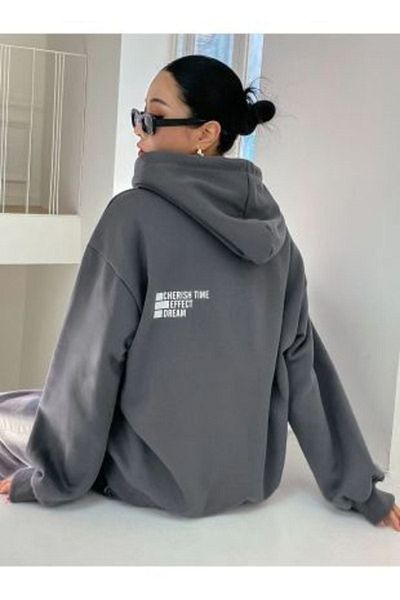 CLAYES Effect Sweatshirt - Smoke Printed Oversize Hoodie