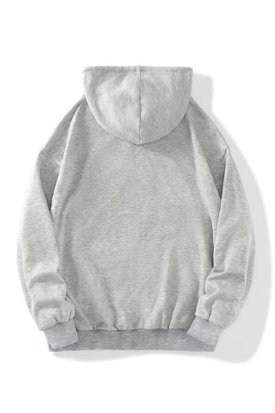 DUBU BUTİK Gray Oversize Hooded London Cardigan - Printed
