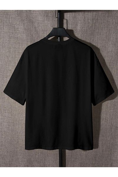 VBSVİBES Tricou tricotat cu imprimeu Knows, unisex, negru, supradimensionat