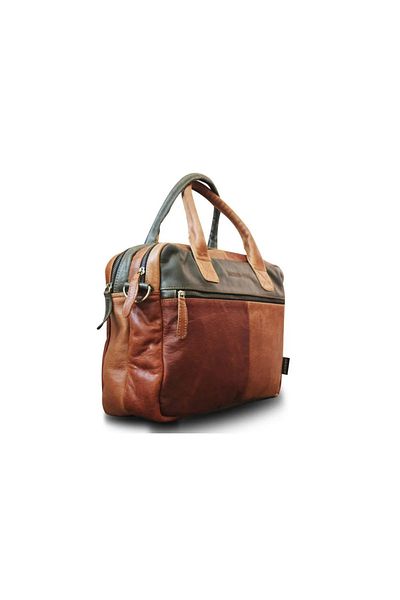 DUTCH-BAG حقيبة أمستردام جلد طبيعي للجنسين مقاس 17 بوصة وحقيبة كمبيوتر محمول - ملونة